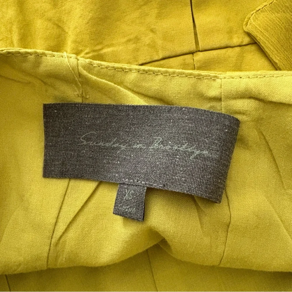 Anthropologie Sunday in Brooklyn Chartreuse Peplum Top Shoulder Tie Size XS - Picture 5 of 7